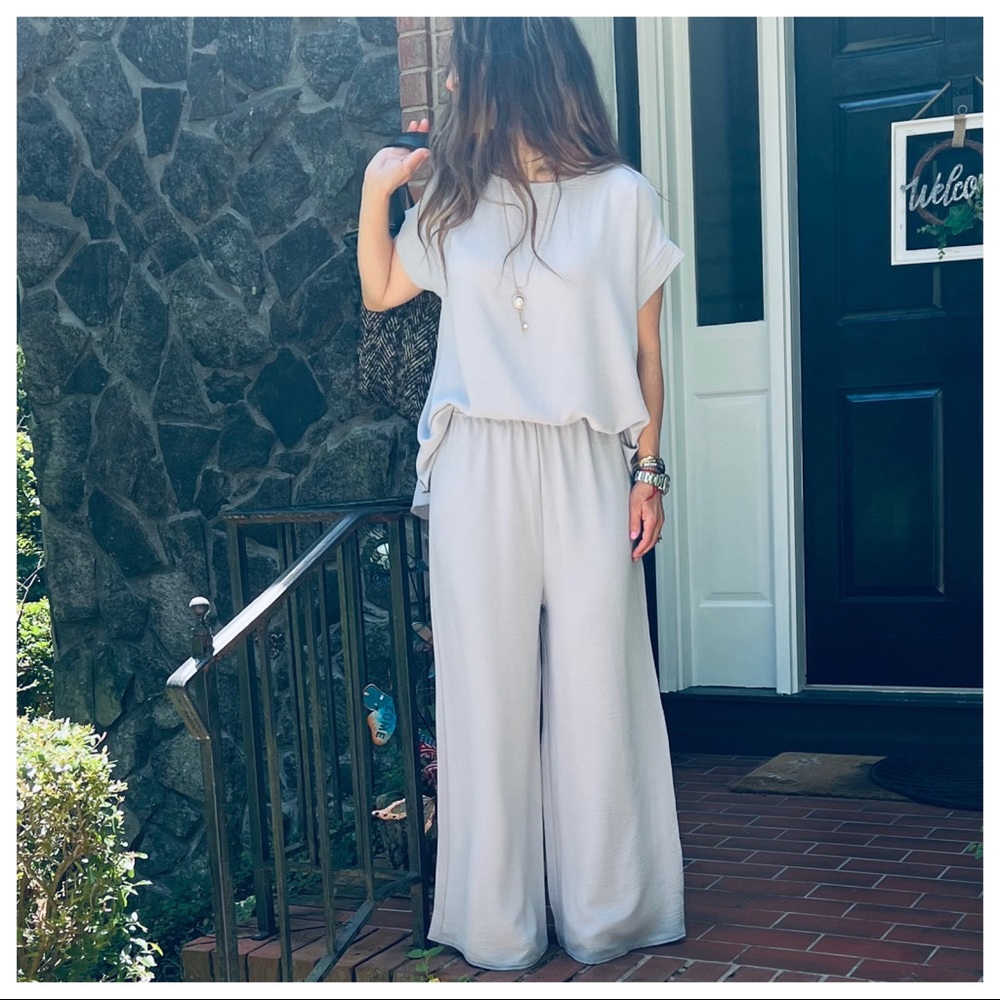 MADE IN FRANCE! FABULOUS WIDE LEG PANT AND TUNIC TOP 2 PIECE SET - Picture 7 of 9